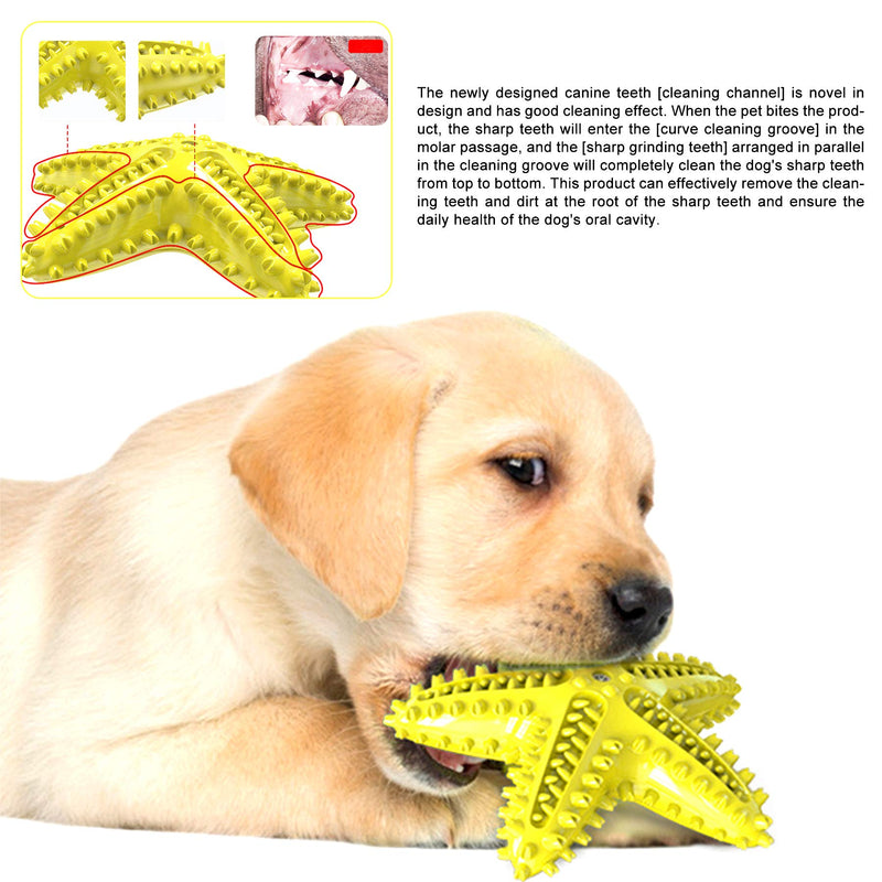 Dog Toothbrush Chew Toy for Teething Chewers Small Medium Breeds Puppy Dogs Durable Squeaky Sound Toys Interactive Throw Toy for Indoor Outdoor Play Teeth Cleaning Yellow - PawsPlanet Australia