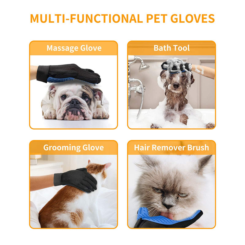 Pet Grooming Glove,Gentle Deshedding Brush Glove Efficient Pet Hair Remover Mitt,Enhanced Five Finger Design,Breathable & Comfortable for Dog,Cat,Horses with Long/Short Fur Blue - PawsPlanet Australia