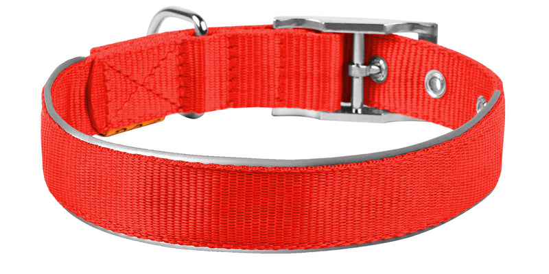 [Australia] - COLLAR Nylon Reflective Dog Adjustable Dog with Metal Buckle - Heavy Duty Small Medium Large Dogs Puppy - Red Blue Black Safety Plus S 12" - 15" Neck 