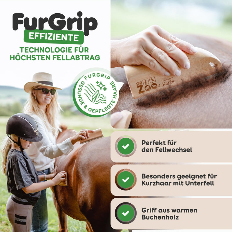 DR Zoo horse curry comb Robbi - the fur change helper for your horse - the best curry comb for horses in fur change wood - PawsPlanet Australia