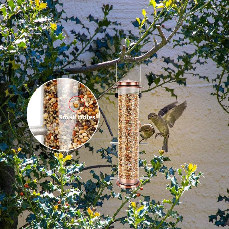 Urban Deco Niger Seed Feeder for Finch Hanging Thistle Seed Feeder Metal Tube Goldfinch Feeder for Garden Outdoor Copper - PawsPlanet Australia