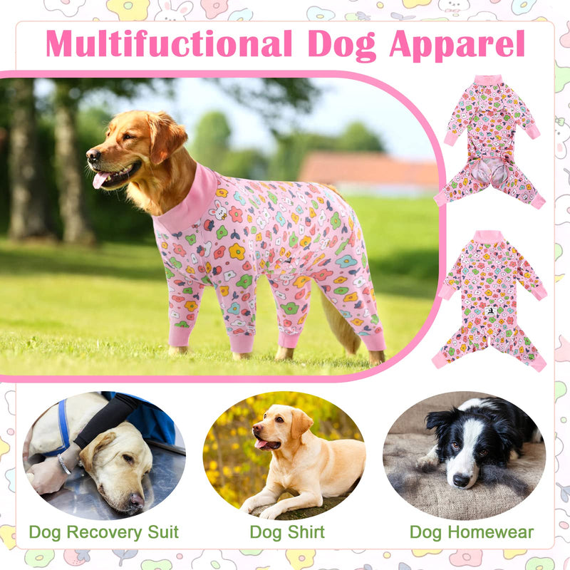 Lelepet Dog Recovery Suit After Surgery Dog Pajamas Large Dog Onesie for Surgery Male Female Dog Apparel Full Body Long Sleeve Dog Shedding Suit Dog Pjs Dog Shirt Dog Cone Alternative XL Pink - PawsPlanet Australia