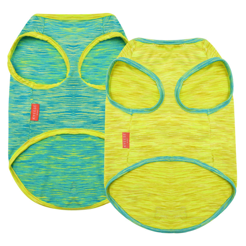 kyeese 2 Pack Dog Shirts Quick Dry Soft Stretchy Dog T-Shirts with Reflective Label Tank Top Sleeveless Vest Dog Clothes for Small Dogs Large 2Pack (Green+Yellow) - PawsPlanet Australia