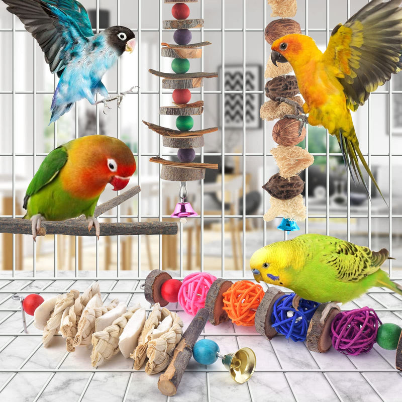 Bissap Bird Chew Toys, 5 Packs Parakeet Natural Wood Toys Parrot Hanging Cage Toy Bird Perch Stand for Small Bird Conure Cockatiel Parrotlet Lovebird Budgie - PawsPlanet Australia