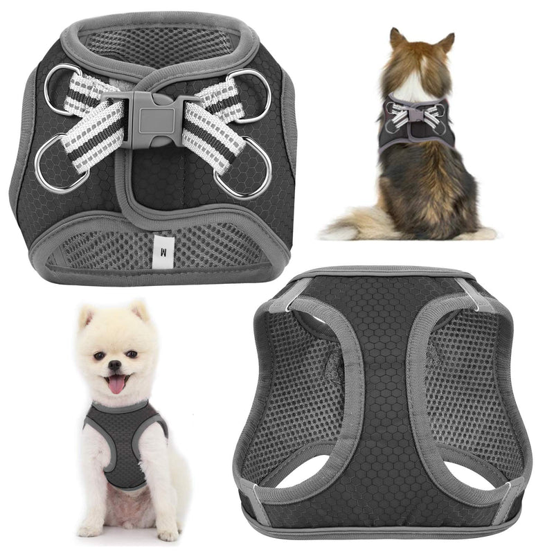 JSXD Small Dog Harness,Puppy Harness,Adjustable Leash and Collar Set for Small Dogs,Step-in Dog Harness,3M Reflective Pet Dog Vest for Small Medium Puppy XXS:Neck 9.4-11.0"|Chest 11.0-12.6" Black - PawsPlanet Australia