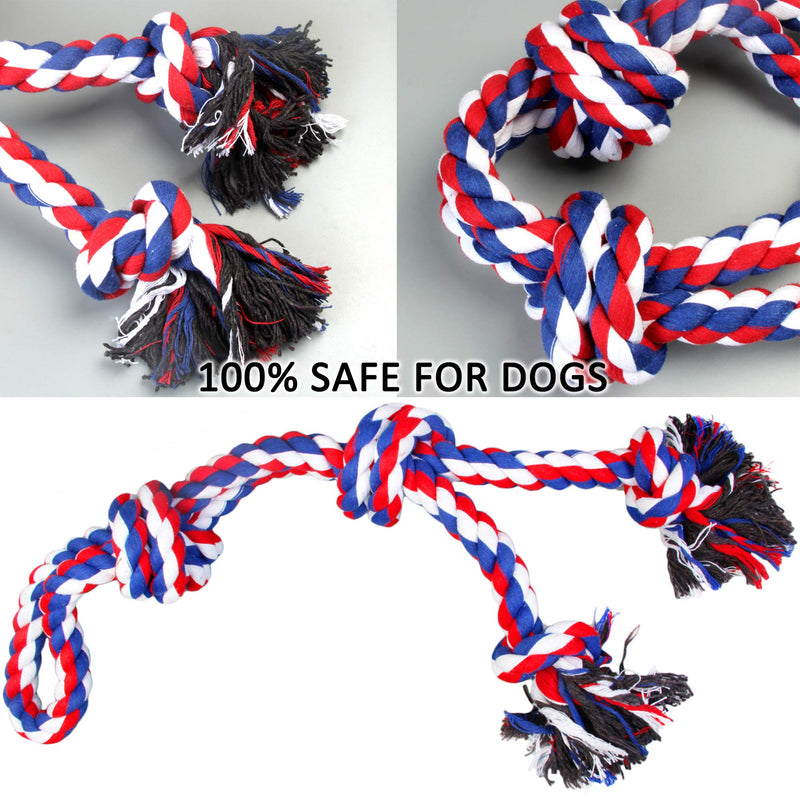 Youngever 3.5 Feet Dog Rope Toys for Aggressive Chewers, Tough Rope Chew Toys for XL, Large and Medium Dog, Indestructible Rope for Large Breed Dog Tug War Teeth Cleaning 4 Knots Double Rope - PawsPlanet Australia