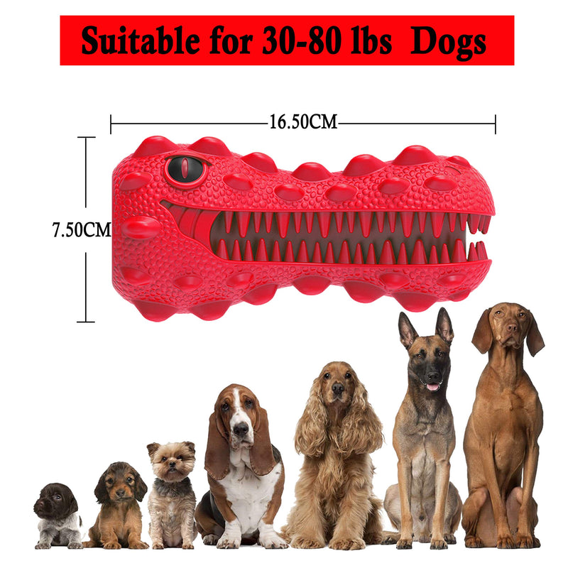 SHANFEEK Tough Dog Toys Indestructible Dog Chew Toys for Aggressive Chewers Interactive Dog Toys for Boredom Natural Rubber Dog Toothbrush Red-Dinosaur - PawsPlanet Australia