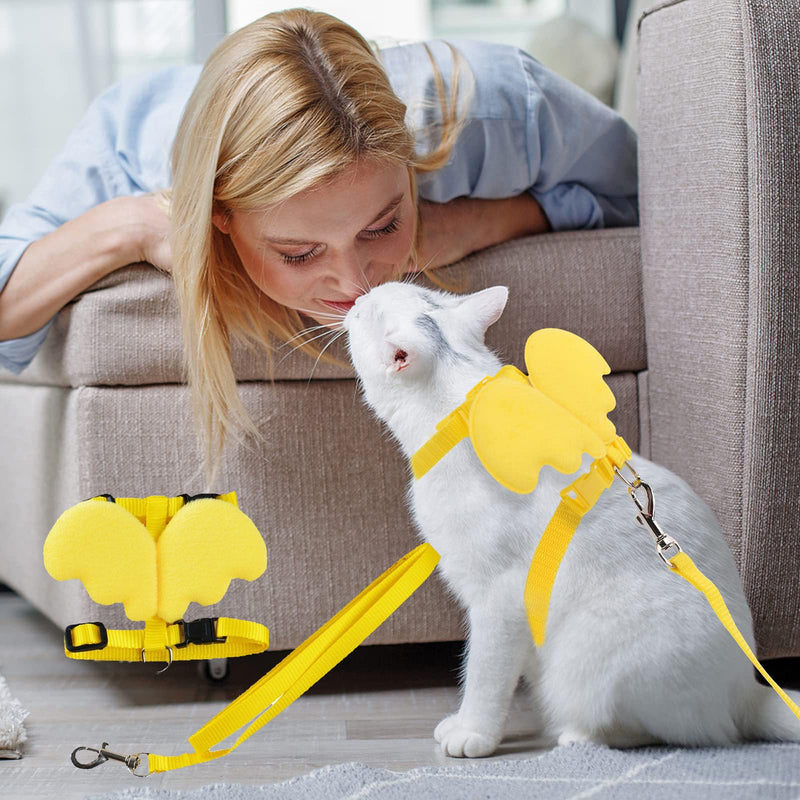 Rabbit Harness Cat Harness Vest, Rabbit Leash, Pack of 2 Rabbit Harness and Leash Adjustable Rabbit Leash, Rabbit Leash, Rabbit Harness Dwarf Rabbit, Rabbit Harness (Yellow + Pink) - PawsPlanet Australia