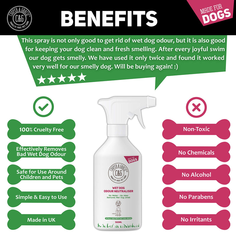 C&G | WET DOG ODOUR NEUTRALISER 500ML | WATERLESS OURDOUR ELIMINATOR | RINSE FREE DEODORISER SPRAY | PLEASANT SMELLING DOG INGREDIENTS |100% CRUELTY FREE - PawsPlanet Australia