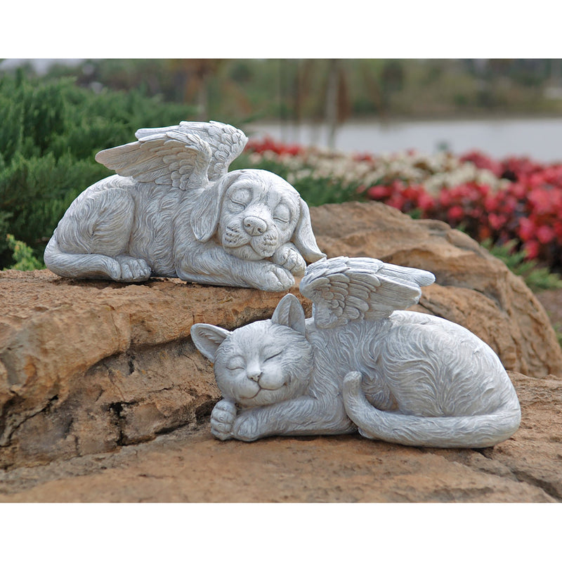 Design Toscano QL6079 Dog Angel Pet Memorial Grave Marker Tribute Statue, 25.5 cm, Polyresin, Stone Finish - PawsPlanet Australia