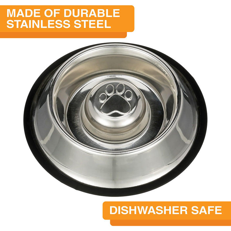 Neater Pet Brands Slow Feed Bowl Stainless Steel Metal (Non Tip Style) - Stops Dog Food Gulping, Bloat and Rapid Eating (Medium, Non Tip) Medium - PawsPlanet Australia
