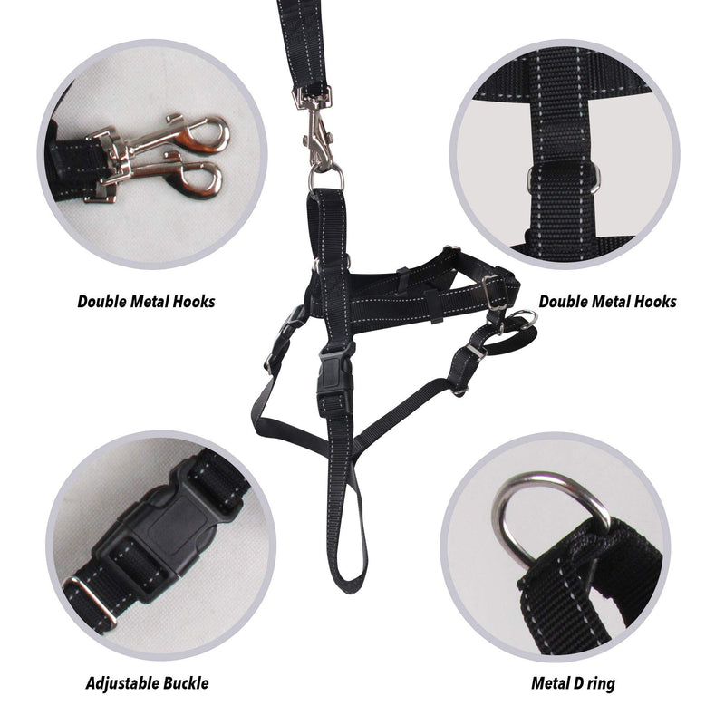 PETPRIME No Pull Dog Harness with Leash No Pull Pet Walking Harness Black (M) M - PawsPlanet Australia