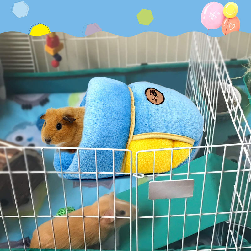 YUEPET Guinea Pig Bed Cuddle Cave Warm Fleece Cozy House Bedding Sleeping Cushion Cage Nest for Small Animal Squirrel Chinchilla Rabbit Hedgehog Cage Accessories Blue - PawsPlanet Australia