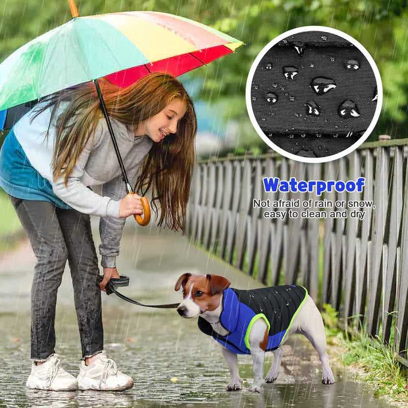 Dog Coat - Dog Winter Coat, Cold Weather Dog Jacket with Harness Hole Waterproof Windproof for Small Medium Dogs XS Black - PawsPlanet Australia