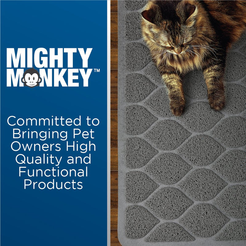 [Australia] - MIGHTY MONKEY Premium Cat Litter Trapping Mats, Phthalate Free, Best Scatter Control, Large and Jumbo XL, Mat Traps Litter, Easy to Clean, Soft on Kitty Paws Large (24" x 17") Slate Gray 