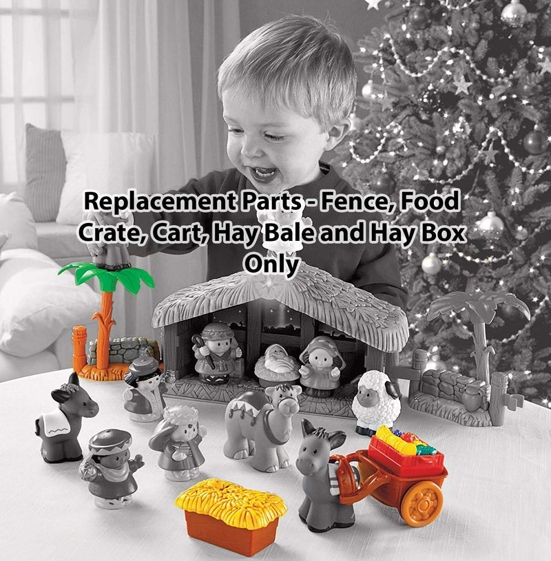 [Australia] - Replacements Parts For Little People Nativity & Christmas Story Nativity, (2 Fences, Food Crate, Cart, Hay Bale, and Hay Box) 