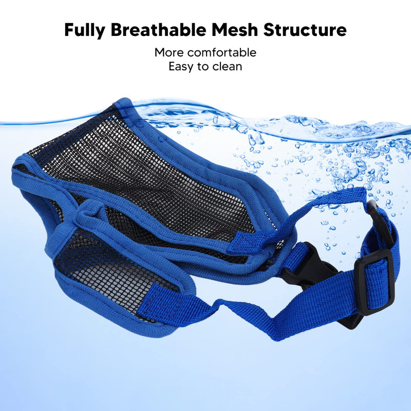 Dog Muzzle for Short Snout, Breathable Mesh Muzzle for Bulldogs, Prevent Biting, Barking, Chewing, Dog Muzzle for Bulldog-Chihuahua L Blue - PawsPlanet Australia