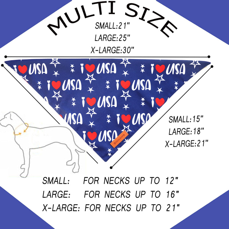 Realeaf Holiday Dog Bandanas 2 Pack, Triangle Reversible Scarves Bibs for Dogs, Premium Durable Fabric, Bandana for Small Medium Large and Extra Large Dogs Pets 4th of July - PawsPlanet Australia