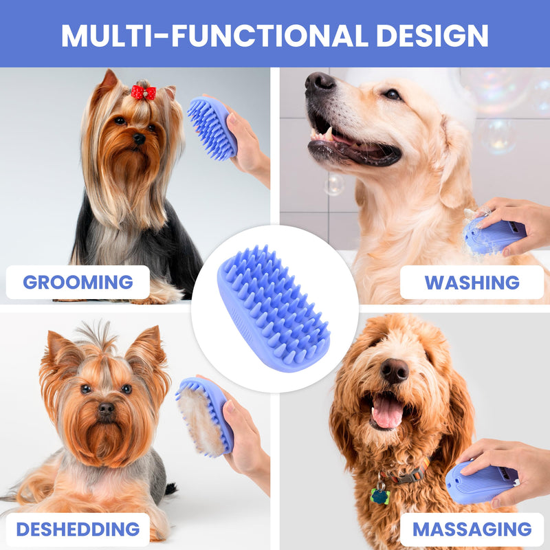 Dog Grooming Bath Brush, Pet Rubber Brush For Shower Scrubbing & Soothing Massage, Ideal for Long & Short Haired Dogs and Cats, Essential Puppy Grooming Accessories, Long Pins [We Love Doodles] - PawsPlanet Australia