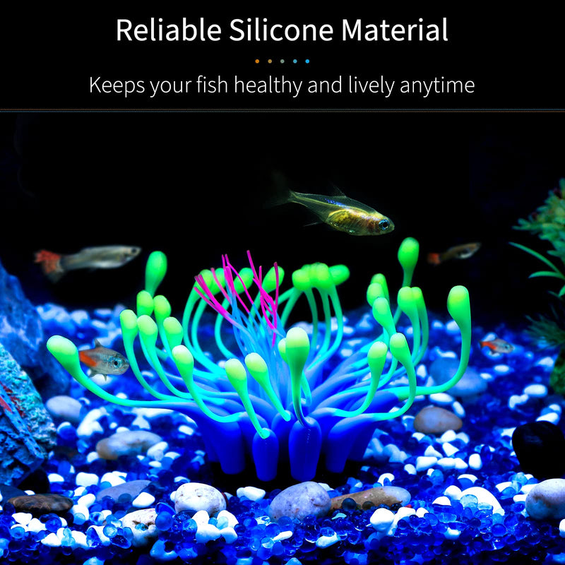 Uniclife Glowing Effect Gooseneck Coral Artificial Decoration Silicone Ornament for Fish Tank Aquarium Blue - PawsPlanet Australia