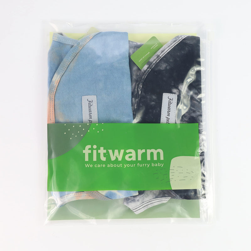 Fitwarm 2-Pack 100% Cotton Tie Dye Dog Clothes with Reflective Label Dog Shirts Doggie T-Shirts Puppy Tank Top Vest Tee Summer Cat Clothes XS Blue-Black - PawsPlanet Australia