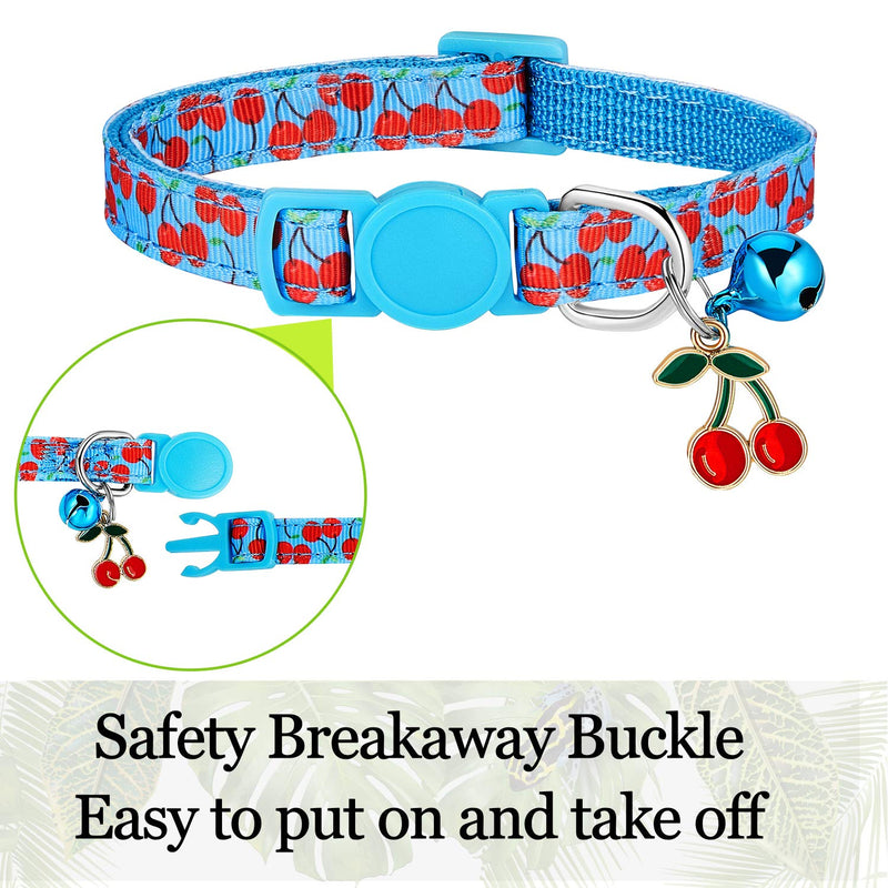 5 Pieces Breakaway Cat Collars with Bell Colorful Summer Fruit Style Adjustable Pet Collar with Pineapple Watermelon Cherry Strawberry Avocado Patterns for Kitten Kitty Cat Tropical Hawaii Party S - PawsPlanet Australia