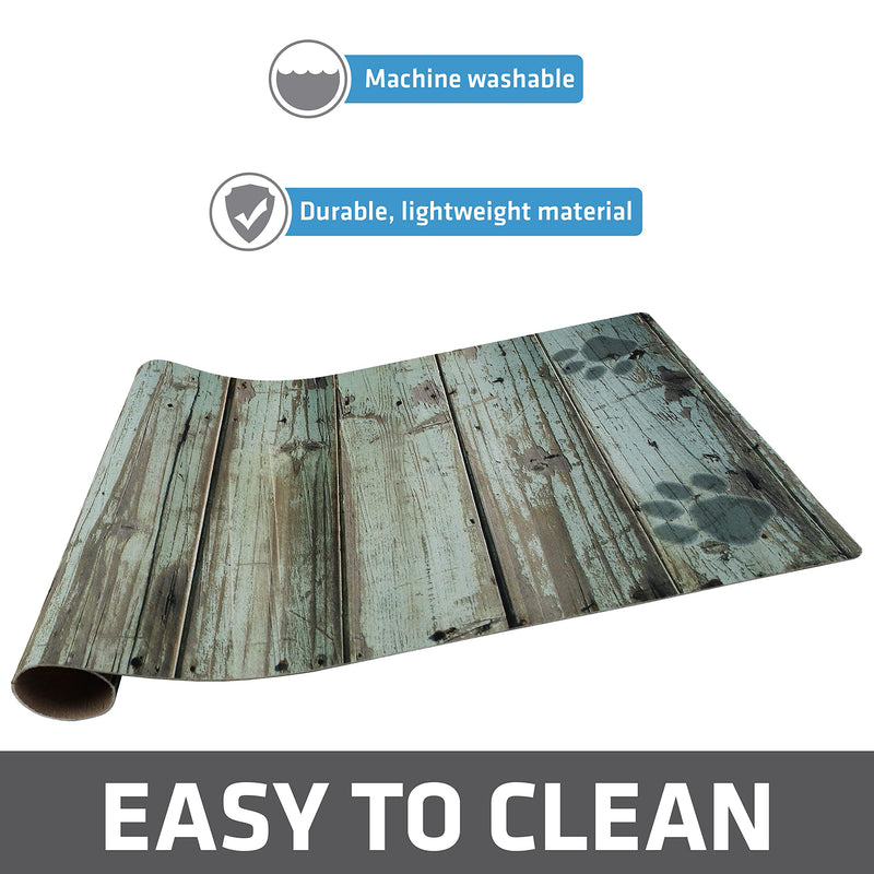 Drymate Pet Bowl Placemat, Dog & Cat Food Feeding Mat - Absorbent Fabric, Waterproof Backing, Slip-Resistant - Machine Washable/Durable (USA Made) 16 inch x 28 inch Distressed Wood Green - PawsPlanet Australia