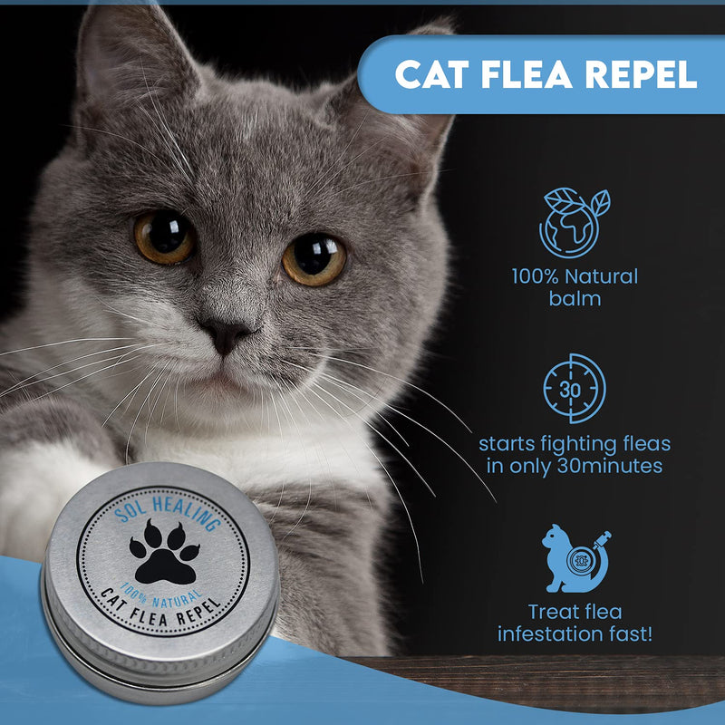 Sol Healing Cat Flea Repel - Natural Insect Repellent Balm for Pet Cats and Kittens - Fleas, Lice, Ticks, and Parasite Deterrent - No Chemicals, SLS and Parabens - Gentle, Safe, Long-Lasting Formula - PawsPlanet Australia
