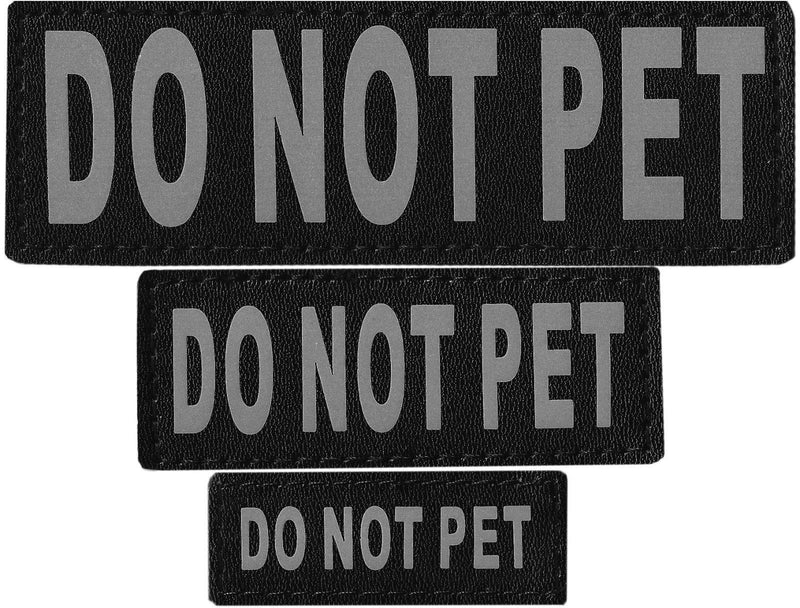 [Australia] - Doggie Stylz Set of 2 Reflective DO NOT PET Removable Patches for Service Dog Harnesses & Vests. Large 6" X 2" 