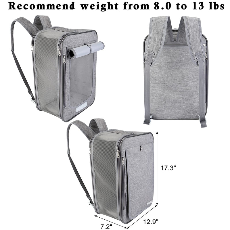 Mornajina Pet Backpack Carrier for Small Dogs and Cats, 2 in 1 Pet Carrier Backpack, Airline Approved Side Soft Pet Backpack Bag for Hiking Travel Camping Outdoor Hold Pets Up to 18 Lbs (01) Grey - PawsPlanet Australia