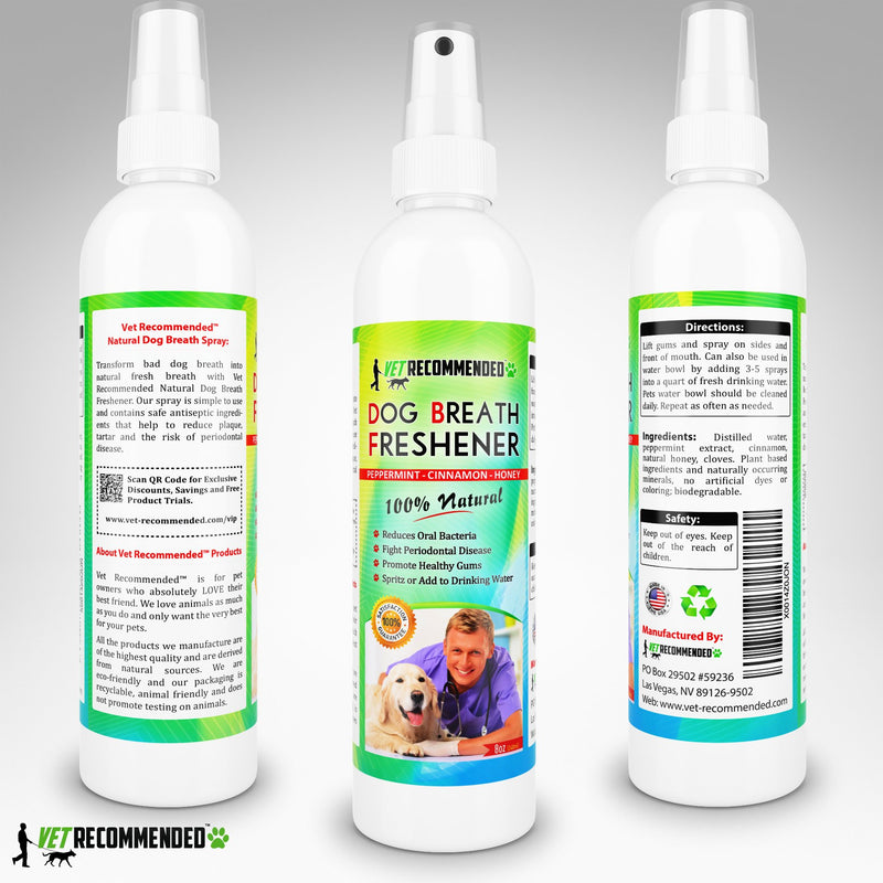 Vet Recommended - Dog Breath Freshener & Pet Dental Water Additive (8oz/240ml) All Natural - Perfect for Bad Dog Breath & Dog Teeth Spray. Spray in Mouth or Add to Pet's Drinking Water. USA Made. - PawsPlanet Australia