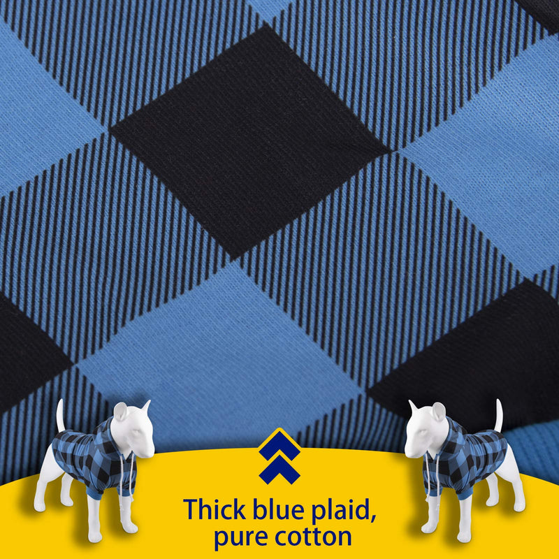 Hozz Dog Clothes Buffalo Plaid Trendy Dog Hoodie Small Blue Plaid - PawsPlanet Australia