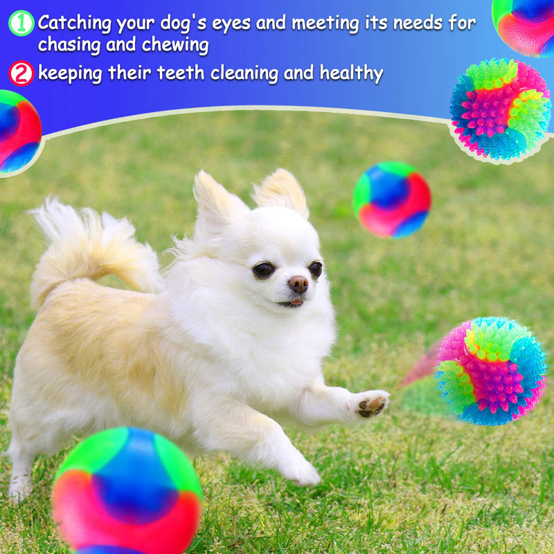 4 Pieces Light Up Dog Balls Glowing Elastic Balls LED Flashing Spike Pet Balls Molar Ball Pet Light Color Balls Interactive Pet Toys for Cats Dogs Chewing Playing (2.2 Inch, 2 Styles) - PawsPlanet Australia