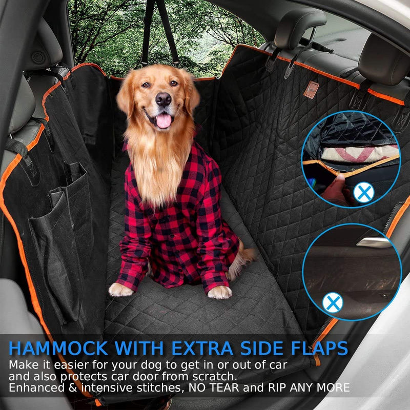 Siivton Dog Seat Cover,Waterproof & Scratch Proof Soft Car Back Seat Covers Dog Hammock for Cars, Trucks, SUVs with Side Flaps Large O - PawsPlanet Australia