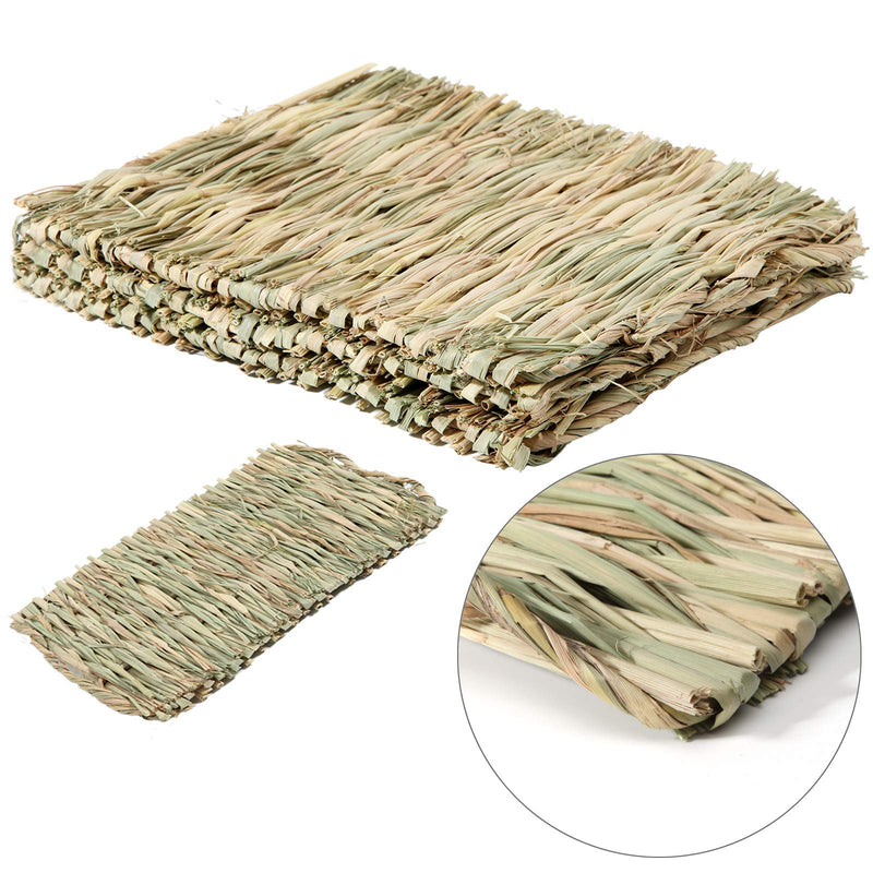 Anyuxin Rabbit Grass Mat - Woven Bed Mat, Bunny Bedding for Small Animals, Natural Straw Woven Bed for Pet Nesting, Nature Hay Mat Chewing Play Toy for Guinea Pig, Hamster, Squirrel and More（3 Pack） - PawsPlanet Australia