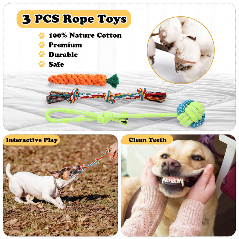 8 Pack Puppy Toys, Squeaky Plush Dog Toys for Small Dogs, Cute Puppy Teething Chew Toy, Indestructible IQ Treat Ball and Safe Ropes Toys - PawsPlanet Australia
