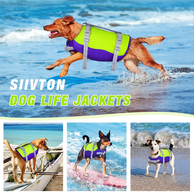 Siivton Dog Life Jacket: Ripstop Dog Life Vest - for Boating Swimming, Adjustable Reflective Life Jacket for Dogs with Buoyancy, Rescue Handle, Dog Swimming Jacket for Small Medium Large Dogs-S BGS Bright Green - PawsPlanet Australia