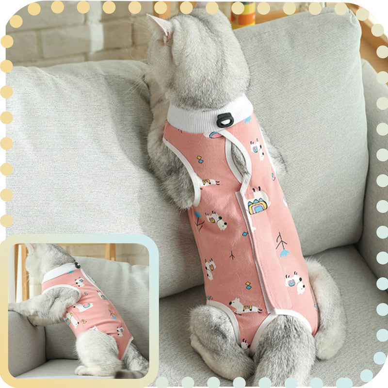 CGLRybO Cat Professional Recovery Suit for Abdominal Wounds or Skin Diseases, E-Collar Alternative for Cats and Dogs, After Surgery Wear, Pajama Suit Alpaca Pattern M - PawsPlanet Australia