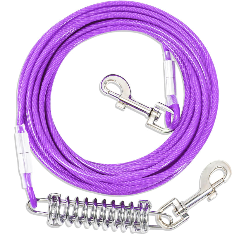 Yard Leash for Dogs with Shock-Absorbing, 3-15m Yard Leash Tie Out Lines, Tie Out Cables for Dogs Yard Leash (Purple, 3m) 3m Purple - PawsPlanet Australia