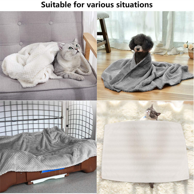 SLSON 2 Pack Dog Blanket Washable, Warm Soft Pet Throw Blanke for Bed Covers, Fuzzy Cat Blankets for Couch, Sofa, Car, Travel, 70x100cm, Grey and White - PawsPlanet Australia