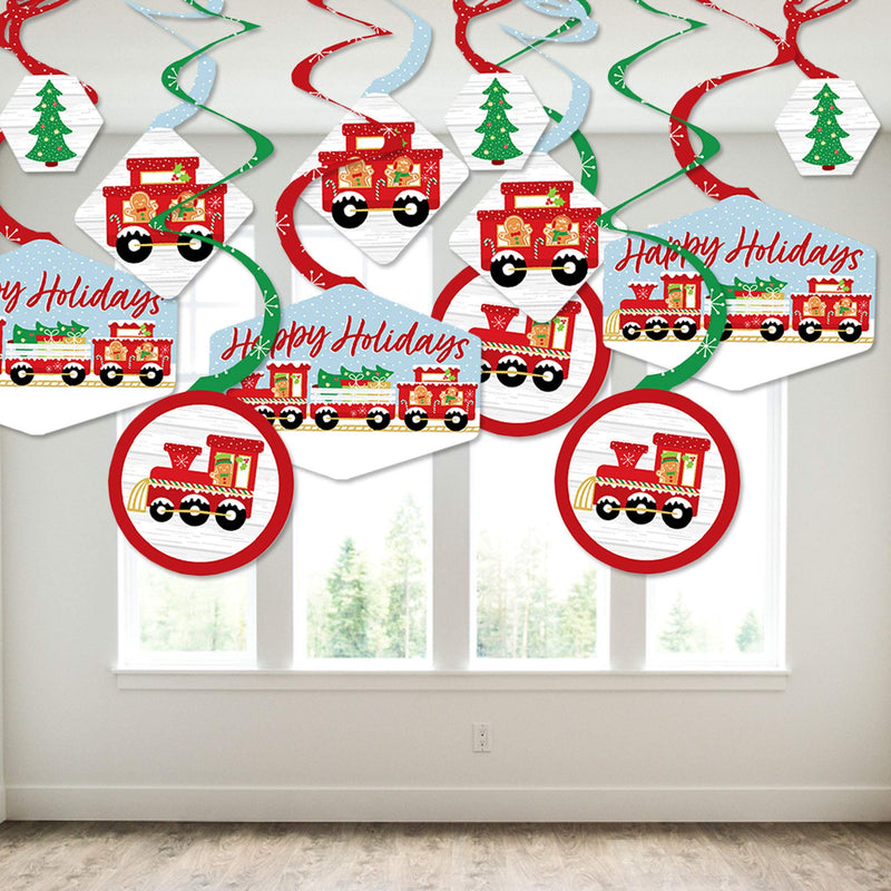 Big Dot of Happiness Christmas Train - Holiday Party Hanging Decor - Party Decoration Swirls - Set of 40 - PawsPlanet Australia