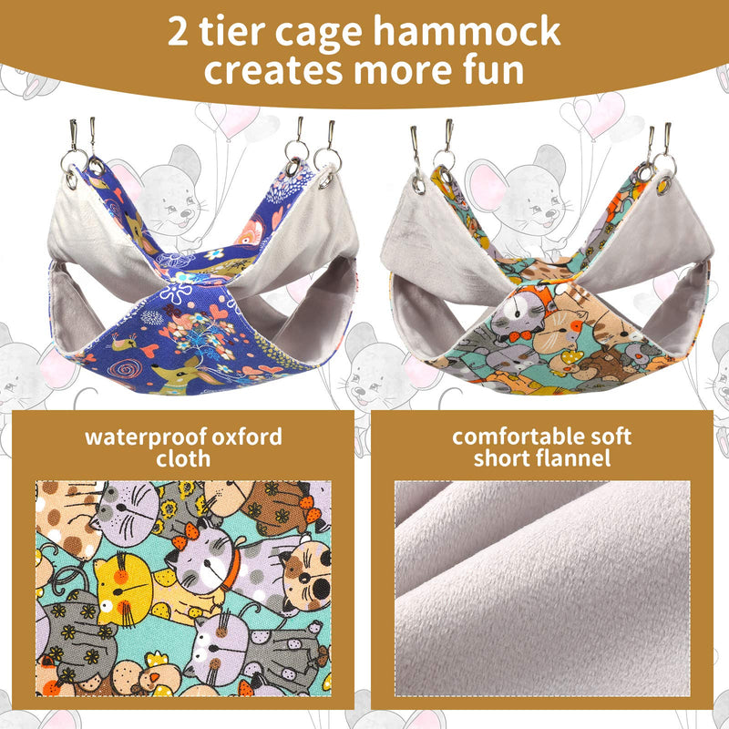 2 Pieces Small Animal Hanging Hammock Guinea Pig Hammock Toy Small Pet Swinging Bed Ferret Sleep Nap Sack Cage for Flying Squirrel Ferret Rat Hamster Parrot Rat Guinea Pig Mice Chinchilla - PawsPlanet Australia