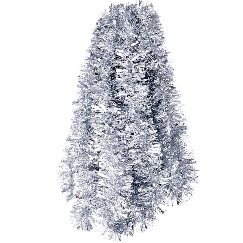 LeleCAT Christmas Tinsel Garland Bright Metallic Streamers Birthday Party Indoor and Outdoor Disco Party Supplies St. Patrick's Day Decorations,19 Feet Silver 19ft, Pack of 1 - PawsPlanet Australia