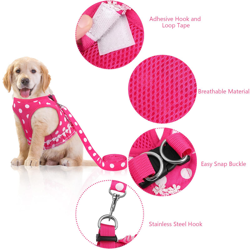 URATOT 2 Pieces Cute Dog Harness and Leash Set Polka Dots Dog Vest Harness Set with Leash and Bow Pet Headwear Bow Collars Harness Set for Puppy and Cat, Small - PawsPlanet Australia