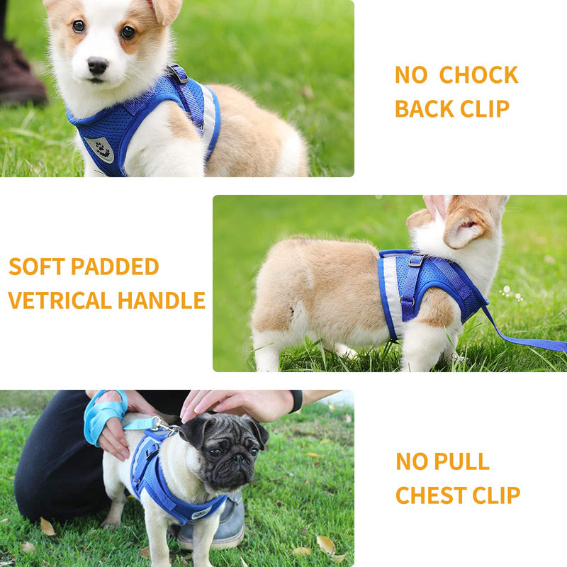 PET SPPTIES Soft Mesh Puppy Vest Harness Adjustable Pet Lead Chest Walking Leash for Dog Cat PS041 (M, Blue) M - PawsPlanet Australia