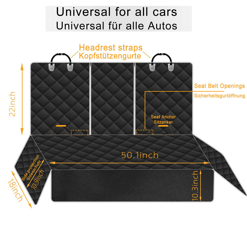 Lydonberg Dog Car Seat Cover - Waterproof ScratchProof Nonslip Back Seat Cover - Car Seat Cover with Side Flaps - Universal fits All Cars(Black) - PawsPlanet Australia
