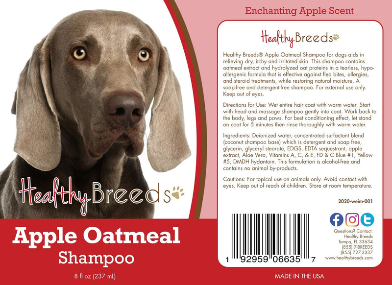 [Australia] - Healthy Breeds Apple Oatmeal Shampoo Spray that moisturizes and the anti inflammatory properties hydrate cool and soothe damage coat and skin.  Relief from dry skin flea bites 8oz Weimaraner 