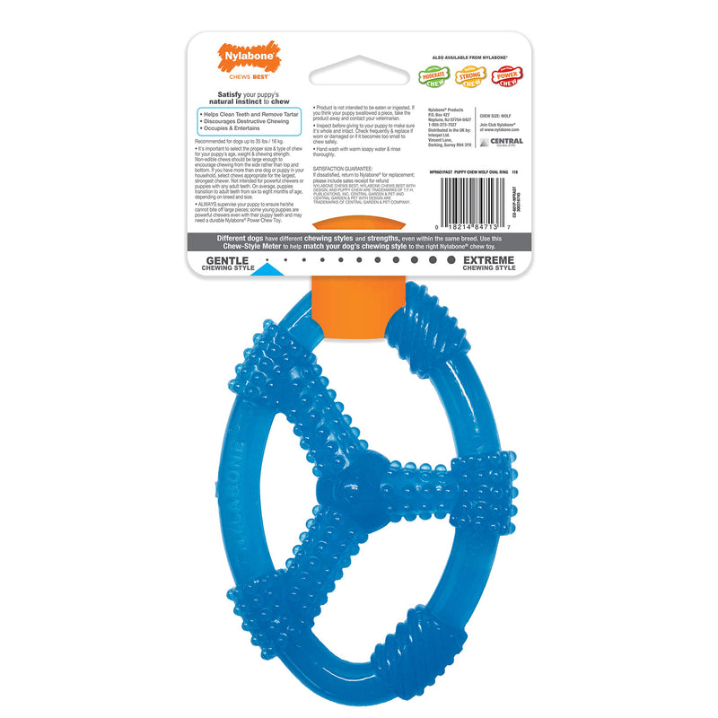 [Australia] - Nylabone Puppy Chew Ring Dog Toy Peanut Butter, Blue 