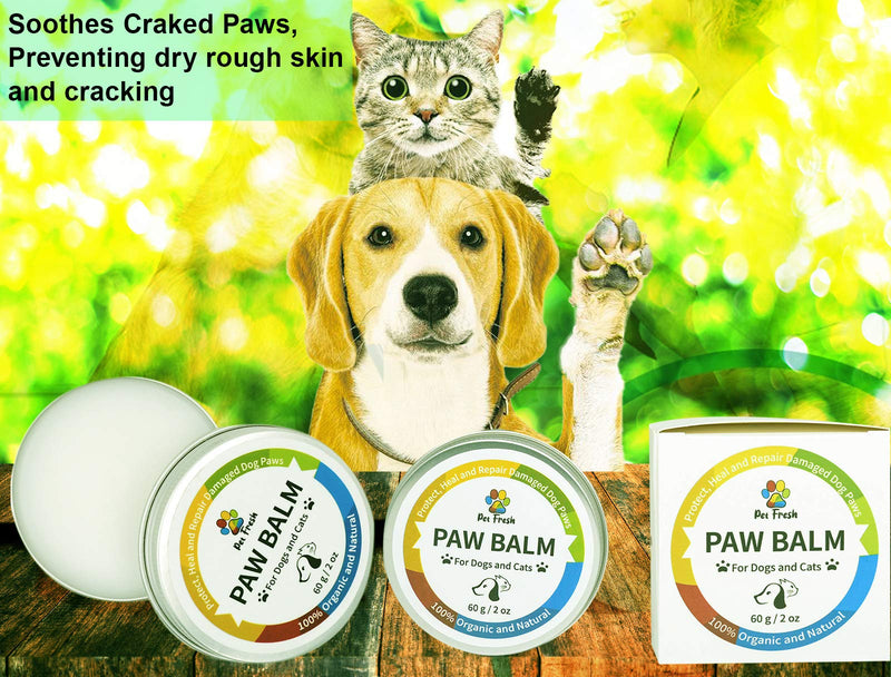 Pet Fresh Organic Dog Paw Balm - Soothes Cracked, Dry, Itchy Paws and Pads - Crusty Nose Balm - Lick Safe Formula | Suitable for Dogs and Cats - 60g - PawsPlanet Australia