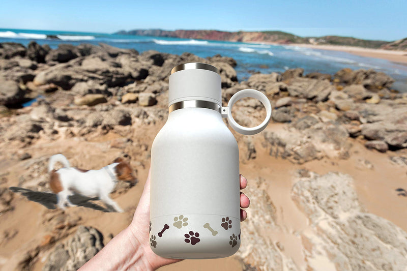 [Australia] - asobu Dog Bowl Attached to Stainless Steel Insulated Bottle 1 Liter Burgundy 